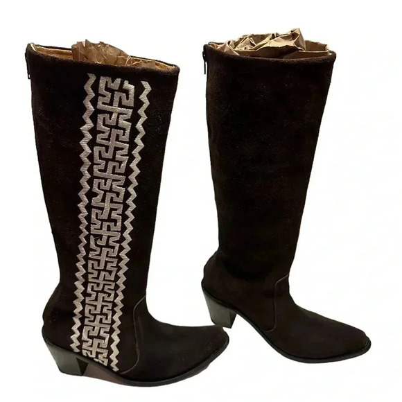 Agave sky embroidered brown boots size 8.5 - Picture 2 of 11